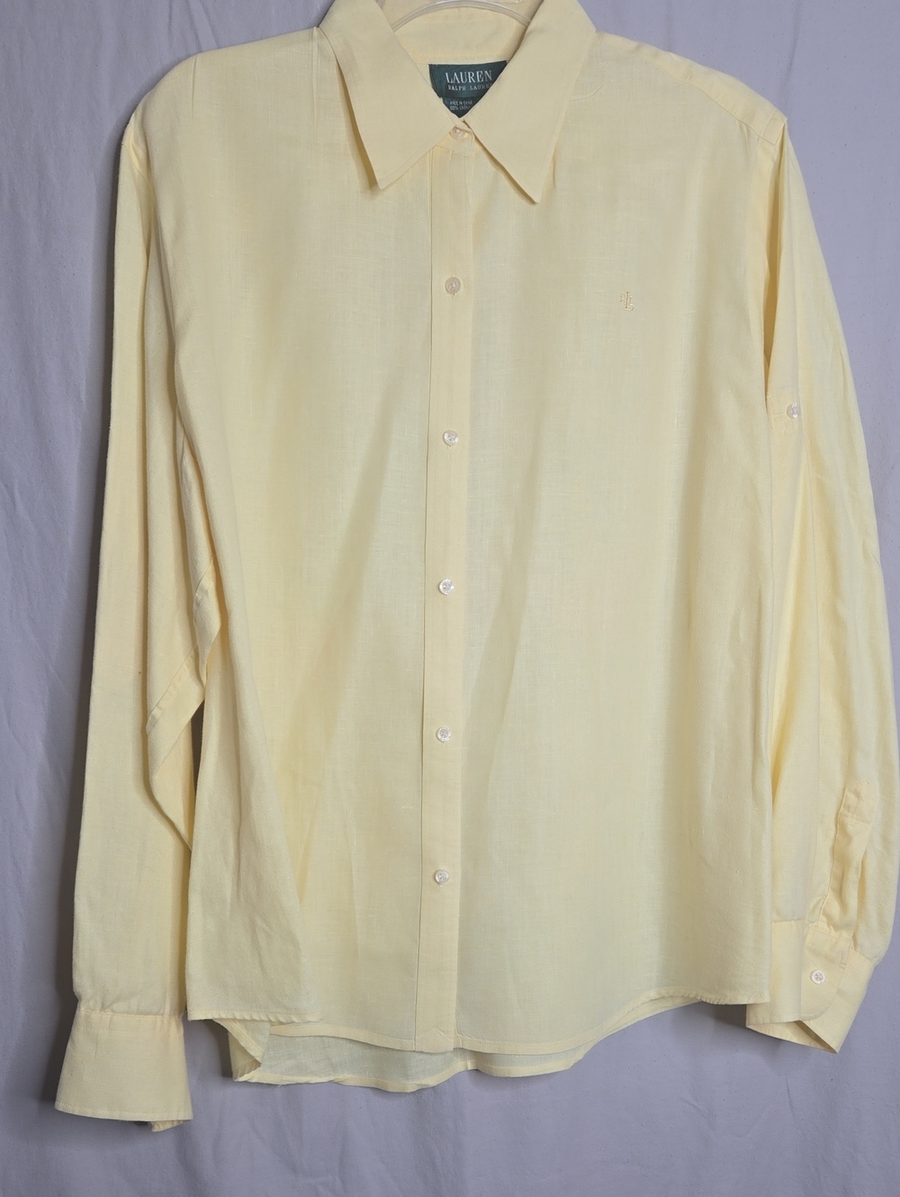 Lauren Ralph Lauren Light Yellow Linen Button-Down Shirt